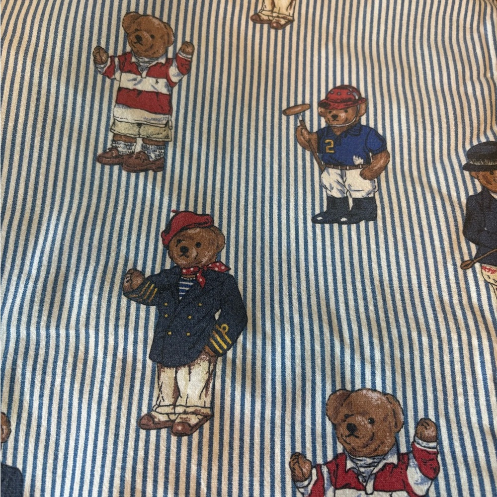 Ralph Lauren Polo Bear Twin Flat Sheet – Blue Stripe – 
EUC 🐻💙